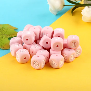 20pcs Pink Silikone Alfabet Perler, Bogstav 12mm Personligt Navn Baby Bidering Tilbehør BPA-Fri Silikone Baby DIY Bidering Toy