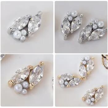 5pcs 3D legering Zircon Nail art Dekoration blad perle luksus zircon krystal-serien negle Tilbehør big top-niveau Manicure Charms