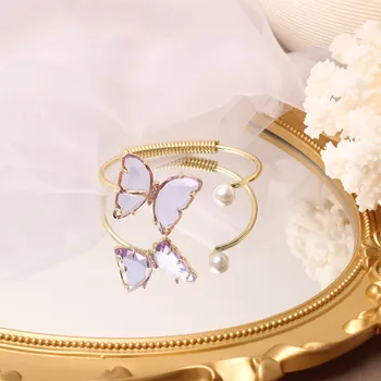 Sydkoreas nye design, mode smykker overdrevet stor krystal sommerfugl åbne kvindelige armbånd