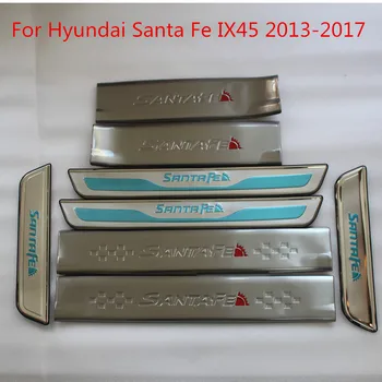 Høj kvalitet rustfrit stål Scuff Plate/Dør Karmen og Bageste kofanger Beskytter Karmen For Hyundai Santa Fe IX45 2013-2017