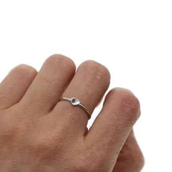 Romantisk Justere delikat thin 925 sølv højglans mini søde Hjerte Ring stack Open Ring til Kvinde Gave enkle, billige Jewely