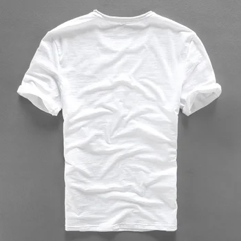 Tegnefilm broderet linned kortærmet t-shirt herre afslappet rund hals løs hvid t-shirt mænd brand mode t-shirts mandlige camisa
