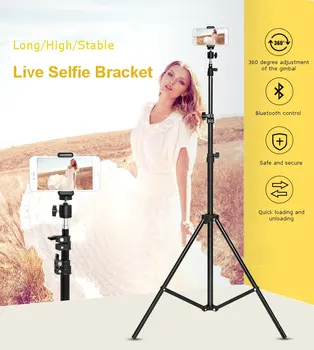 160cm Selfie Beslag Live Udvidet Multi-vinkel Rotation Stativ Med opbevaringspose Telefon Stativ til Iphone XS X XR for Samsung