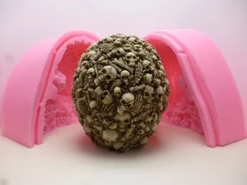 3D skræmmende kranie kage form for slik pudding chokolade mousse kage silikone formen DIY-lys cement silikone formen kage bagning værktøjer