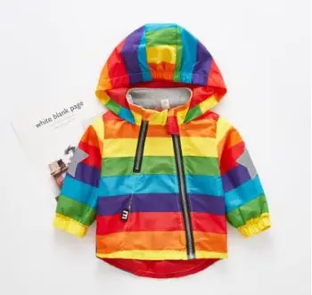 Børn er frakker Nye forår og efterår children ' s rainbow vindjakke hætteklædte jakke til baby dreng pige jakke vindjakke
