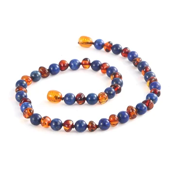HAOHUPO Amber Armbånd/Halskæde til Baby Knyttede Naturlig Gemstone Perler Lapis Lazuli Sten Østersøen Rav Smykker til Baby Mænd
