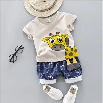 Sommeren Kids Baby Tøj Til Drenge 0-4 År KLUD Klippe Tegneserie Dyr Spædbarn Tøj, der Passer Giraf Top T-shirt, Barn Tøj