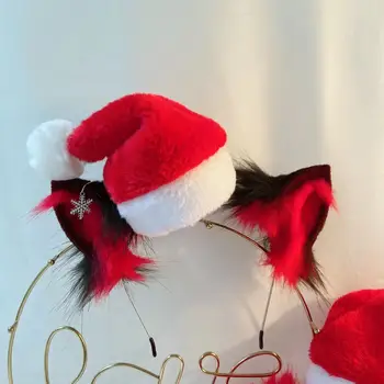 Nye Håndlavede Arbejde Kat Ører Hairhoop Hat Rød Farve Hovedbeklædning Julefrokost Cosplay Kostume Tilbehør
