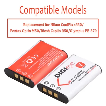 3pcs 1180mAh EN-EL11 Batteriet er NP-BY1 EN-EL11 LI-60B og Sony Action Cam Mini HDR-AZ1 Nikon Coolpix S550 S560 Olympus FE-370