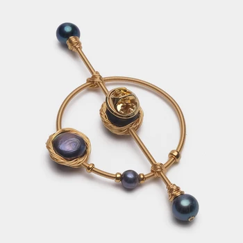 Amorita Cirkulære design fashionable naturlige perle broche