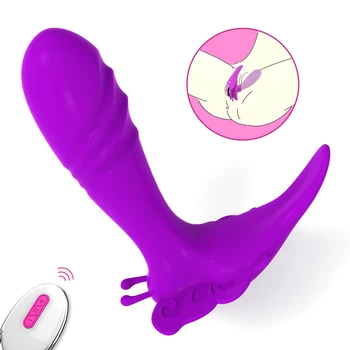 Trådløs Fjernbetjening G-punkt Dildo Vibrator Kraftfulde Vibrerende Trusser til Kvinder Klitoris Vaginal Stimulation Butterfly Vibrator