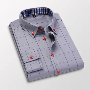 Efteråret Mænds Shirts med Lange Ærmer Tendens Nye Herre Tøj Plaid Slank Business Skjorter Mode Homme 2020 Oversize Bluse Mænd