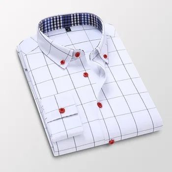 Efteråret Mænds Shirts med Lange Ærmer Tendens Nye Herre Tøj Plaid Slank Business Skjorter Mode Homme 2020 Oversize Bluse Mænd