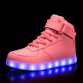 DOGEEK EU 25-46 Drenge Led Lys Sko til Voksne USB oplader lyser High Top Sko Piger Danse Sko Glødende Lysende Sneakers