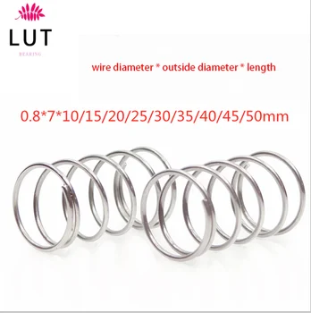 10stk 304 rustfrit stål foråret pres foråret korte fjeder Wire diameter på 0,8* udvendig diameter 7* længde 10-50