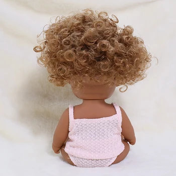 Genfødt Sort Dukke 35CM Full Body Silikone Vinyl Baby Legetøj Til Piger, Drenge Blød Naturtro Nyfødte Baby Doll Toy For Julegave