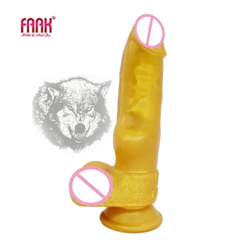 FAAK dyr ulven dog penis med sugekop gyldne dildo knude farverige rød og sort tæve anal masturbator flirt sex legetøj