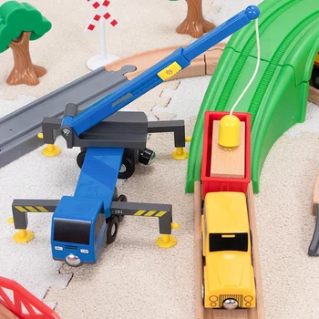 Træ-Jernbane Bil Træ-Spor togsæt, bilvask Værelses Pædagogisk Legetøj Kompatibel Brand Træ-Tog Spor Gaver Legetøj til Dreng
