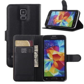 Flip Læder taske cover Til Samsung Galaxy S5 S5 Mini S5 Aktiv bagcoveret Boliger Pung sag shell+Kort+Stand