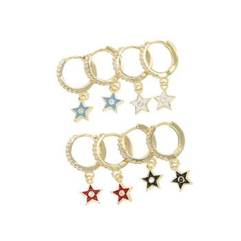 Mode minimal fine pige kvinder Julegave smykker 4 farver farverig emalje søde stjerne dråbe øreringe