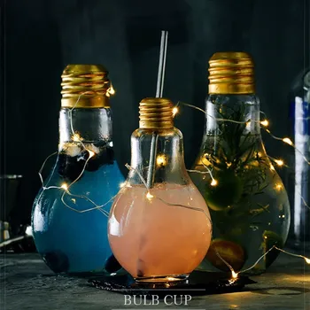 Unikke Kreative Lampe Pære Globe Cocktail Bar Club Cup Juice Vin Glas Studerende Bærbare Juiceglass Bicchieri Vetro Vaso Plegable