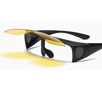 Mænd ' s flip Polariserede solbriller Mandlige Vintage Retro Kørsel Briller Mirror Linse Kan bære nærsynethed briller inden for sikre driver goggle