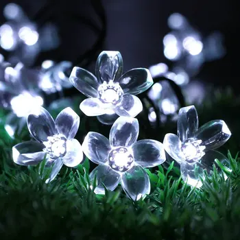7M Blomst Blomstre 50 LED Ferie String lys til Christmas Festival Party Fe Farverige Xmas Udendørs Solar LED String Lys