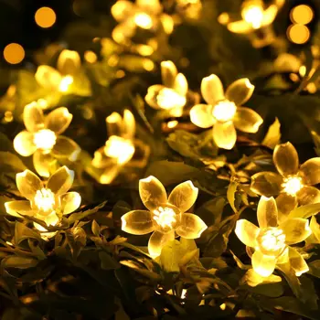 7M Blomst Blomstre 50 LED Ferie String lys til Christmas Festival Party Fe Farverige Xmas Udendørs Solar LED String Lys