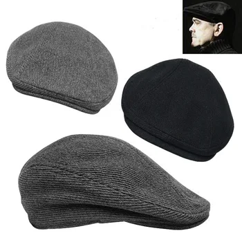 Avisdrenge Høje ende black koreanske version af efteråret og vinteren rejser varm Beret store midaldrende mænds hat retro casual cap