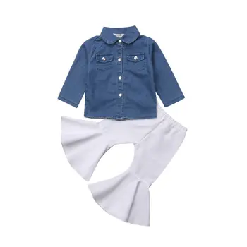 Mode Toddler Spædbarn Baby Pige Casual Outfits Med Denim, Toppe+Blusset Lange Varme Bukser Piger Tøj Sæt