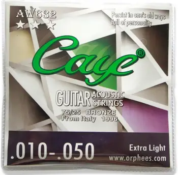 10 Sæt Orphee CAYE Serie AW632 Rustfrit Stål 75/25 Phosphor Bronze Acoustic Guitar Strenge Ekstra Lys (010-050)
