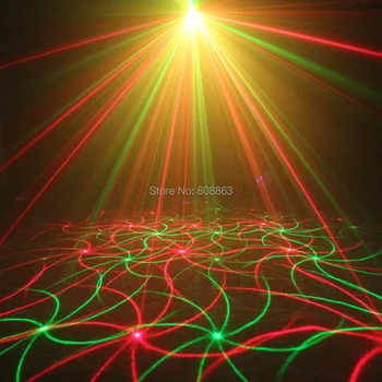 ESHINY Remote R&G Laser 4 Hvirvelvind Mønstre Projektor Fest med DJ Effekt Danse Disco Bar feriebolig Xmas Lys Fase L27N7