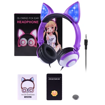 LED Blinker Kat Ear Hovedtelefoner Børn Gaming Stereo Glødende Hovedtelefoner 3,5 mm Jack Universal Til Mobiltelefon, Computer