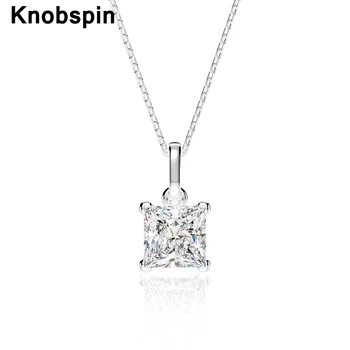 Knobspin 925 Sterling Sølv Torv 6*6mm Høje Carbon Diamant Bryllup Halskæde Til Kvinder Fine Smykker Engros