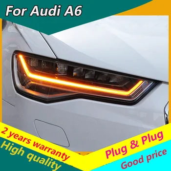 KOWELL bil styling Til Bil Styling Hoved Lampe for Audi A6 LED Forlygte 2013-2019 A6L C7 Forlygter LED-KØRELYS light house projektor