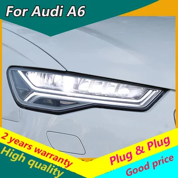 KOWELL bil styling Til Bil Styling Hoved Lampe for Audi A6 LED Forlygte 2013-2019 A6L C7 Forlygter LED-KØRELYS light house projektor