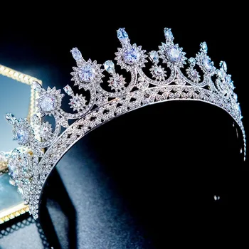 Luksus Fashion Bride Bryllup Hovedbeklædning Smukke Zircon Rhinestone Crown Bryllup Tiara Part Festspil Hår Smykker Headpeice LB