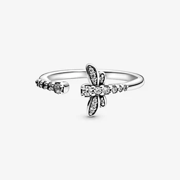 2020 New Spring Ægte 925 Sterling Sølv Ring Mousserende Daisy Blomst Krone Ringe Kvinder Engagement Smykker
