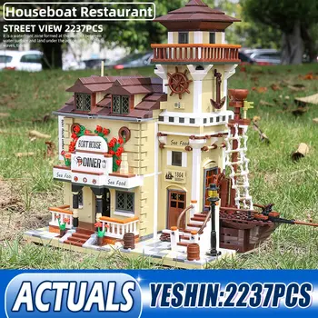 Yeshin 12003 Street Bygning Legetøj Båden Hous Diner Model Byggesten Mursten 16050 Samling Legetøj, Som Børnene Julegaver