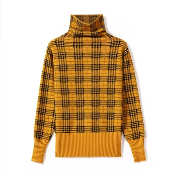 Nye Elegante Kvinder Efterår/Vinter Stabling Krave Ind Pullover Sweater Stor Størrelse Løs Strik Pullover Sweater Bunden Shirt
