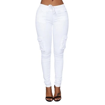 NIBESSER 2021 Foråret snøre i Taljen Afslappet Kvinder Bukser Solid Blyant Bukser Multi-Lommer Plus Size Straight Slim Fit Bukser