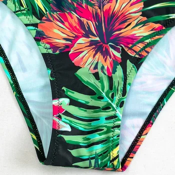 2021 Nye Sexet Tropiske Blomster Trykt Mesh Kvindelige Badetøj Ét Stykke Badedragt Kvinder Badende Høj Hals Badedragt Svømme Bodysuit