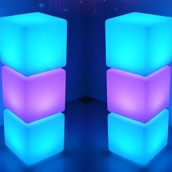 10CM/15CM/20CM RGB LED Lys Terning Sæde Stol Vandtæt, Genopladelige LED-Belysning + Fjernbetjening til Bar Home Decor #