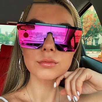 Overdimensionerede Square Solbriller Kvinder 2020 Luksus Gennemsigtig Farverige Solbriller Kvinder Mænd Designer Vintage Flad Top Brillerne UV400