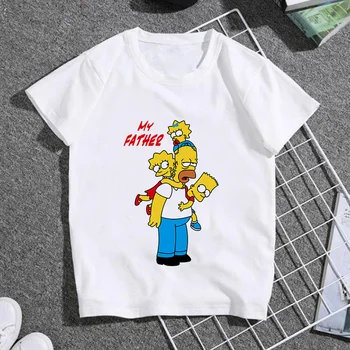 2020 Simpson animation, 3D-printede T-shirts til børn med rund halsudskæring og korte ærmer i sommer sjov