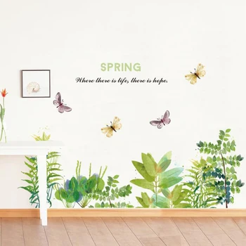 DIY Butterfly Flower Græs Haven Wall Sticker Stue Køkken Home Decor Grænsen Decals PVC Fodpanel Mærkat kunst Vægmaleri