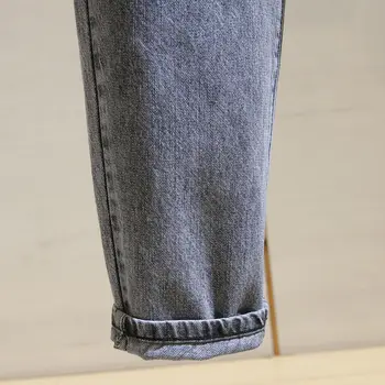 Streetwear Hiphop Bukser, vintage høj talje lige blyant jeans Student 's Jeans Grå Løs Haren bukser Kvinder