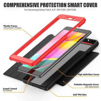 Taske Til Samsung Galaxy Tab ET 8,0 2019 SM T290 T295 T297 Tilfælde stødsikker Full Body Flip Børn Børn Tablet Tilfælde Smart Cover