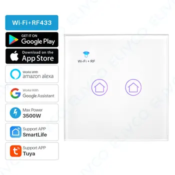 WiFi Smart væglampe Skifte 2Gang Neutral Ledning, der Kræves Smart Switch Tuya Smart Home Automation Arbejder Med Alexa, Google Startside