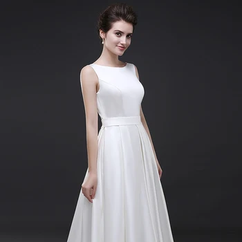 Kvinders bryllup part kjole plus size o hals satin snøre hvid lang formel prom kjole til aften i det Nye År elegante cocktail kjole